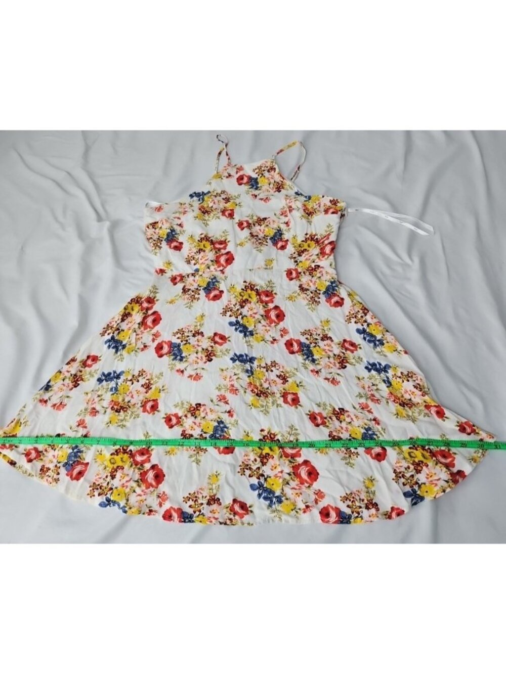 Iris Floral Fit & Flare Sundress Womens L Lace Up Back Cottagecore Boho Mini Dre - Picture 8 of 16